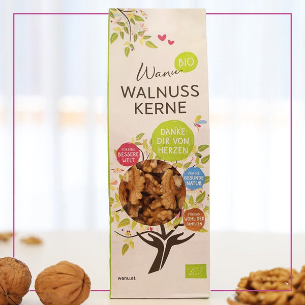 Geschenkbox Bio Walnuss-Trio: 100 ml Öl, 150 g Mus, 150 g Walnusskerne